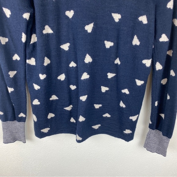 Rebecca Taylor Alpaca Blend Novelty Scattered Heart Jacquard Sweater Navy Small - Picture 6 of 8
